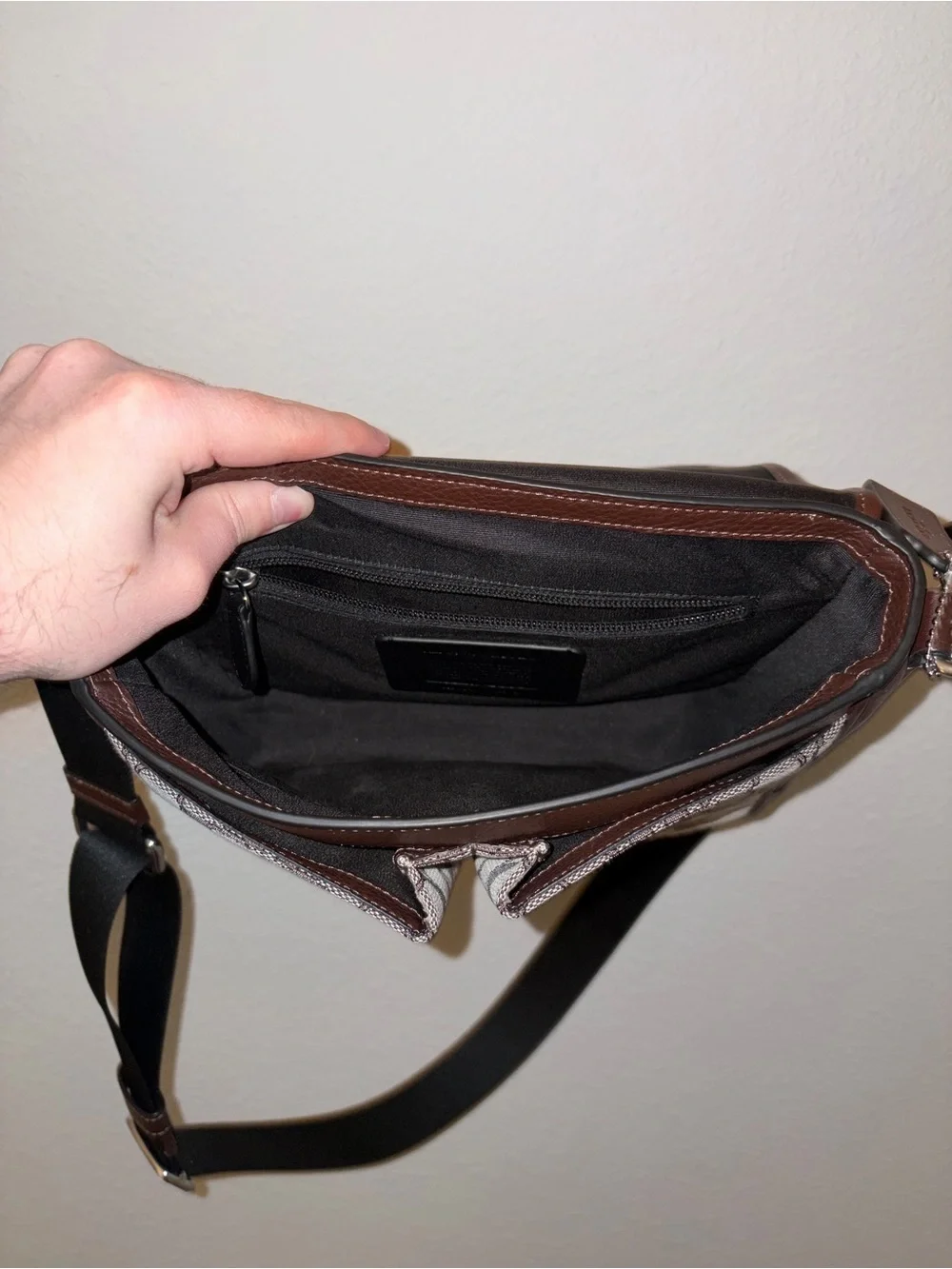 COACH Brown Leather & Signature Canvas Messenger Bag